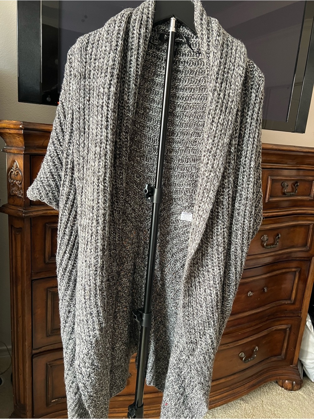 David Kahn Marled Gray and Black Knit Sweater